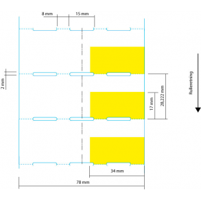 Hyllekant etikett p rull, 78x28 mm, hvit med gult prisfelt
