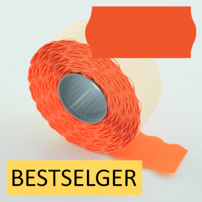 Prisetikett 26x12 mm fluo. rd permanent lim 