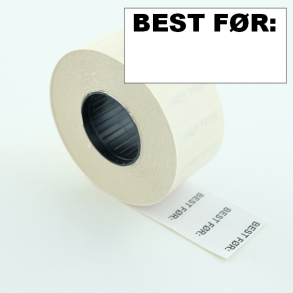Etikett 26x12 mm hvit fortrykket BEST FR: fryse lim rektangulr