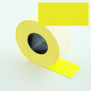 Prisetikett 26x12 mm fluo. gul permanent lim rektangulr