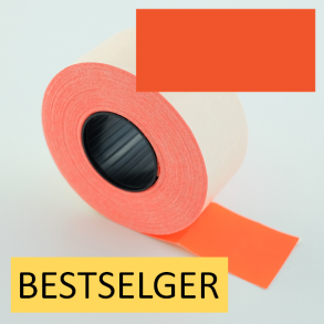 Prisetikett 26x12 mm fluo rd permanent lim rektangulr
